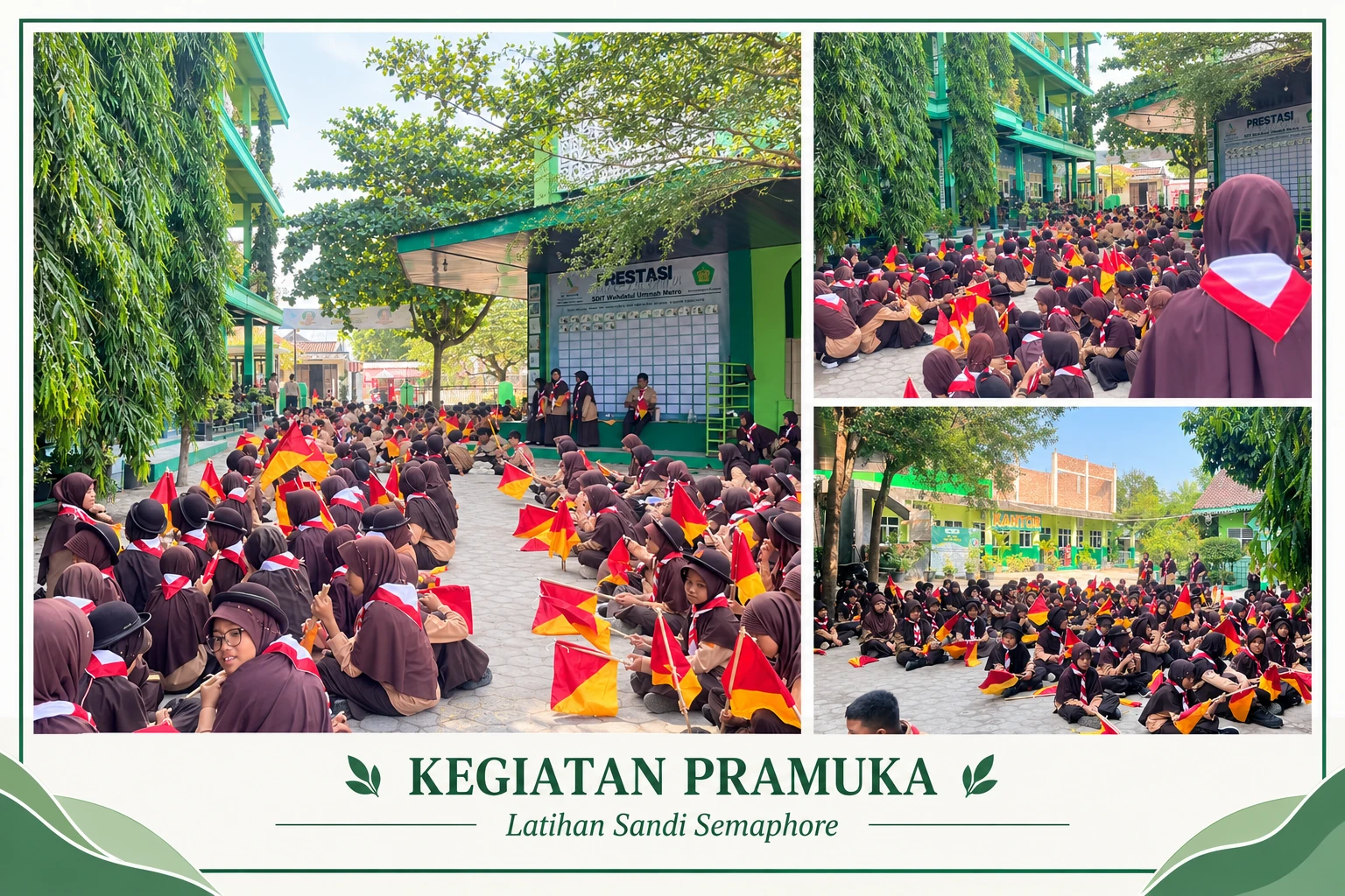  Kegiatan Pramuka, Siswa Antusias Berlatih Sandi Semaphore